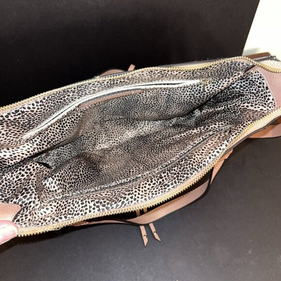 Sole/Society Pebbled Satchel Faux Leather Tote Shoulder Strap Tan Beige Animal P - Picture 14 of 16